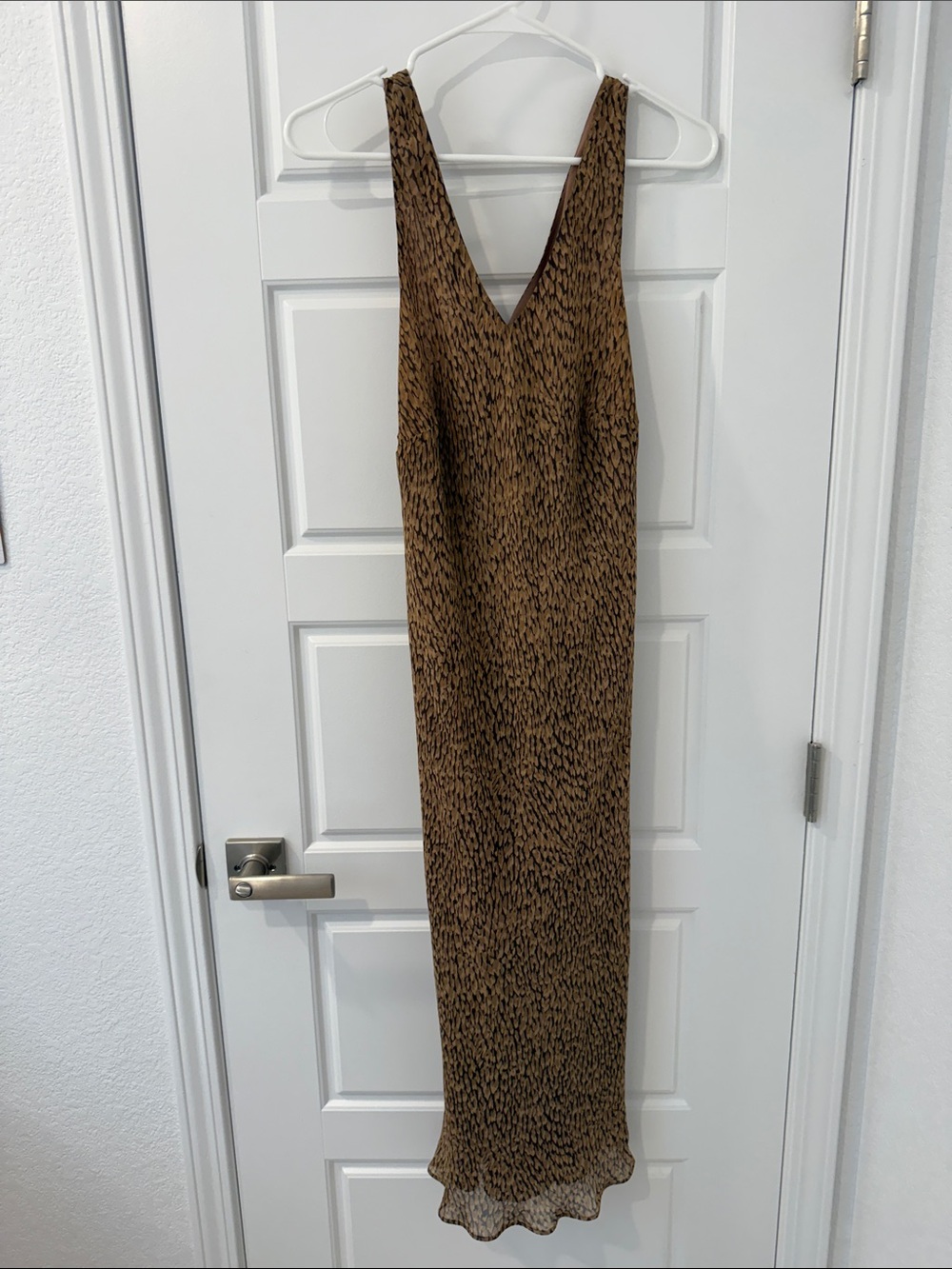 Ann Taylor Brown Animal-Print V-Neck Maxi Dress